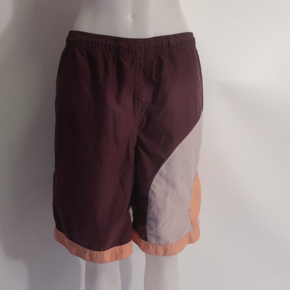 Mens Ben Sherman Brown Gray Brief Lined Swim Trunks Shorts XL *